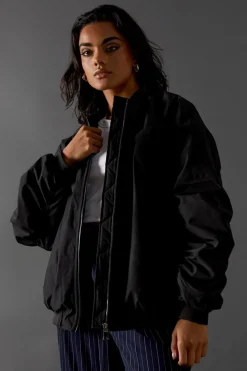 Jackets^Nasty Gal Ruched Detail Zip Through Bomber |