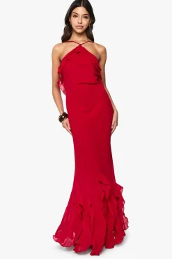 Dresses^Nasty Gal Ruffle Halterneck Maxi Dress |