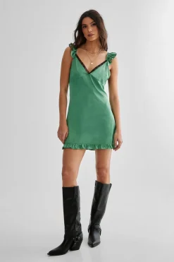 Summer Dresses|Dresses^Nasty Gal Ruffle Lace Trim Frill Hem Mini Dress |