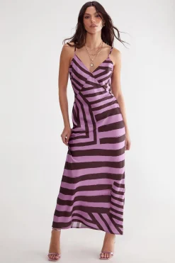 Festival Outfits|Festival Outfits^Nasty Gal Satin Abstract Stripe Maxi Slip Dress |