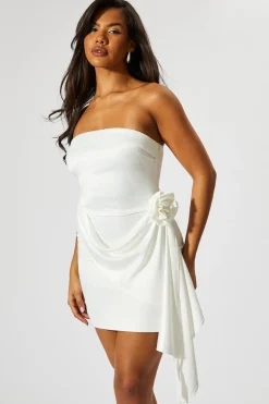 Dresses^Nasty Gal Satin Bandeau Corsage Flower Mini Dress |