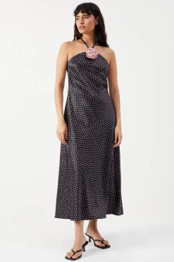 Dresses^Nasty Gal Satin Corsage Detail Bias Cut Midi Dress |