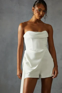 Rompers|Rompers^Nasty Gal Satin Draped Bow Playsuit |