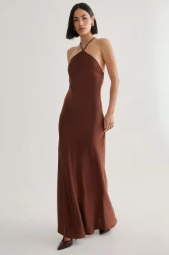 Maxi Dresses|Dresses^Nasty Gal Satin Halter Neck Cowl Back Maxi Dress |