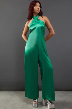 Jumpsuits|Jumpsuits^Nasty Gal Satin Halterneck Jumpsuit |