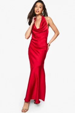 Dresses^Nasty Gal Satin Halterneck Maxi Dress |