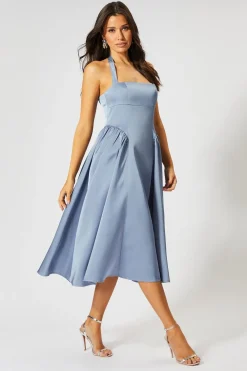 Dresses^Nasty Gal Satin Halterneck Midi Bridesmaid Dress |