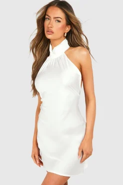 Dresses^Nasty Gal Satin Halterneck Mini Dress |