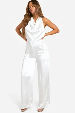 Jumpsuits|Jumpsuits^Nasty Gal Satin High Cowl Backless Jumpsuit |
