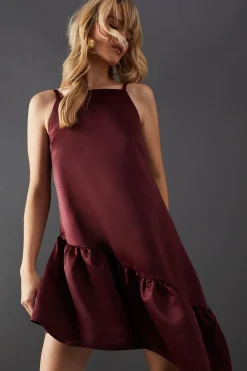 Dresses^Nasty Gal Satin High Neck Asymmetric Smock Dress |