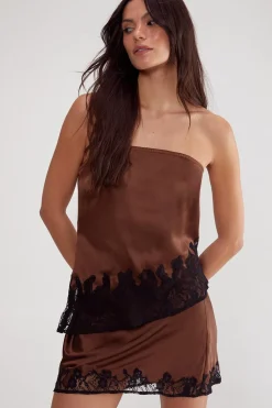 Festival Outfits|Festival Outfits^Nasty Gal Satin Lace Cutwork Bandeau Asymmetric Top |