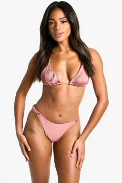 Bikinis|Swimwear^Nasty Gal Satin Pleated High Leg Bikini Bottoms |