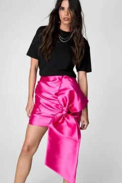 Formal Wear|Skirts^Nasty Gal Satin Twill Oversized Bow Mini Skirt |