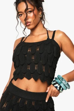 Crochet|Tops^Nasty Gal Scallop Detail Knitted Crochet Beach Top |