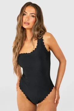 Swimsuits|Swimwear^Nasty Gal Scalloped One Shoulder Swimsuit |