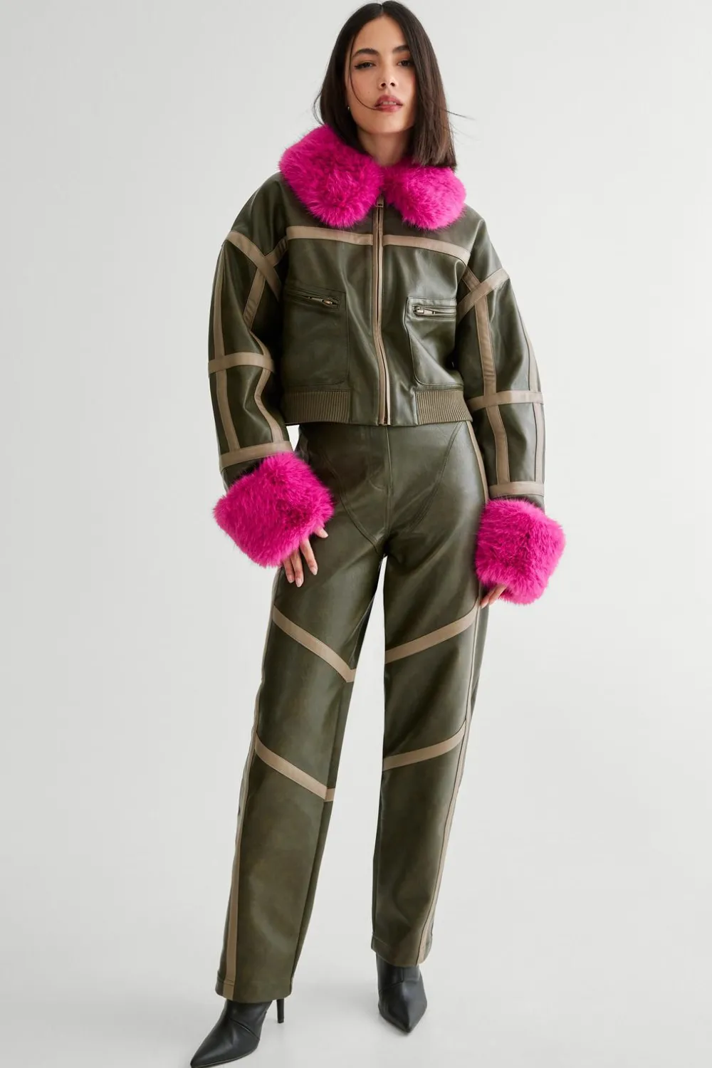 Two Piece Sets|Two Piece Sets^Nasty Gal Seam Detail Distressed Pu Trouser |