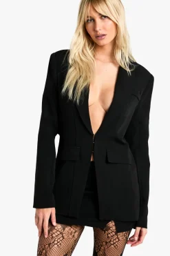 Blazers|Blazers^Nasty Gal Seam Detail Plunge Front Fitted Blazer |