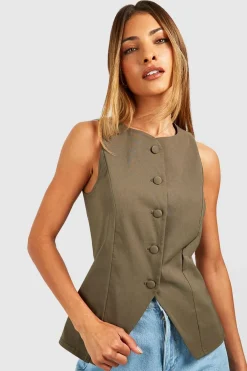 Tops^Nasty Gal Self Fabric Button Front Waistcoat |