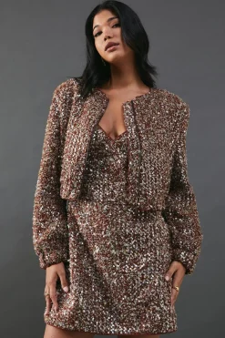 Sequin Outfits|Jackets^Nasty Gal Sequin Boucle Cardigan Bomber Jacket |