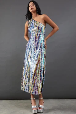 Sequin Outfits|Dresses^Nasty Gal Sequin One Shoulder Midi Dress |