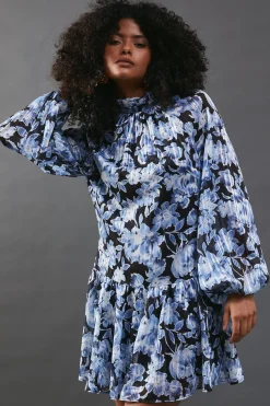 Stripes|Dresses^Nasty Gal Shadow Stripe High Neck Tie Back Mini Dress |