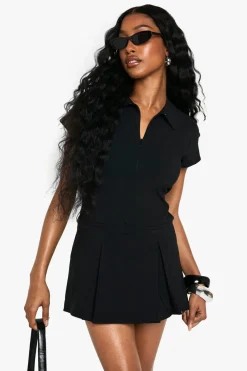 Rompers|Rompers^Nasty Gal Shirt Collar Skort Playsuit |