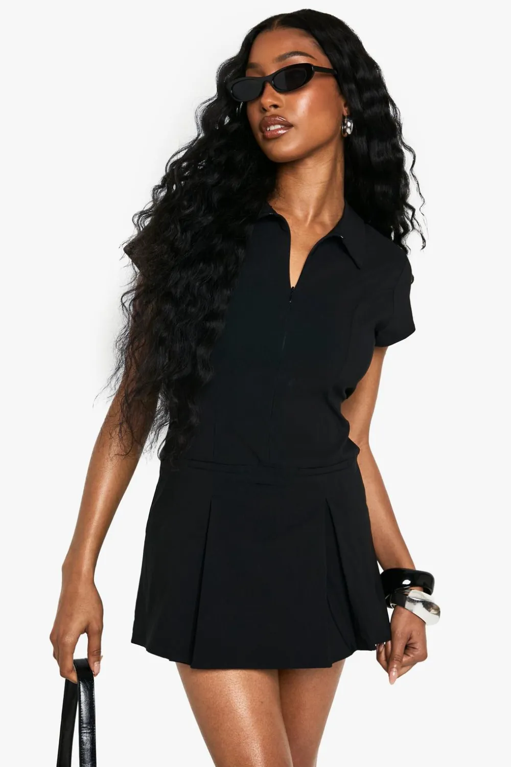 Rompers|Rompers^Nasty Gal Shirt Collar Skort Playsuit |