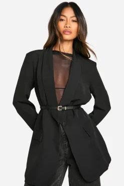 Blazers|Blazers^Nasty Gal Shoulder Pad Plunge Oversized Blazer |