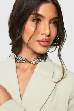 Jewelry|Necklaces^Nasty Gal Silver Molten Statement Necklace |
