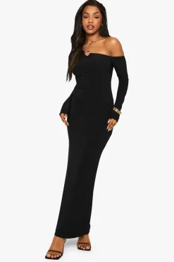 Dresses^Nasty Gal Slinky Asymmetric Gold Trim Detail Maxi Dress |
