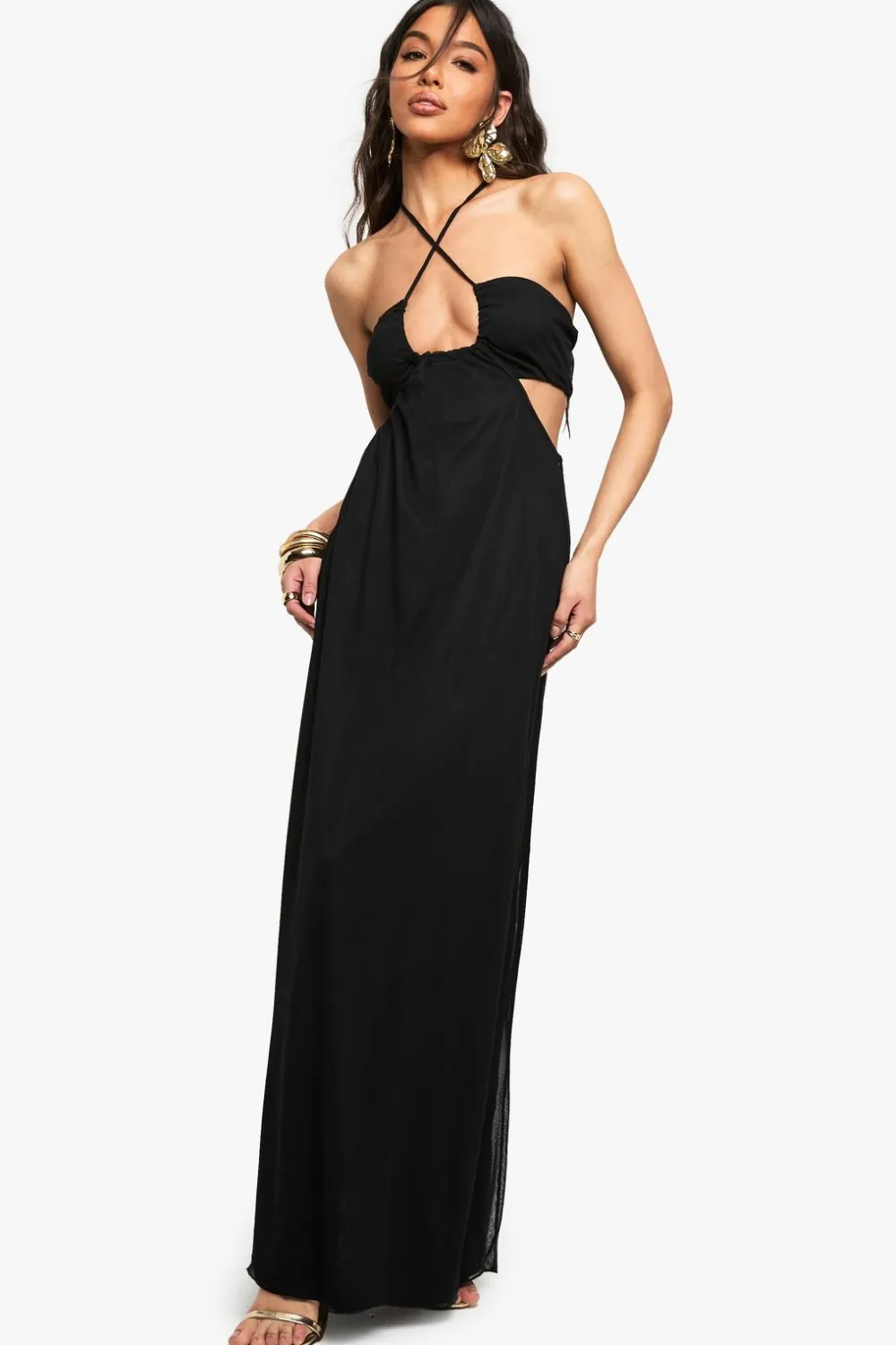 Dresses^Nasty Gal Slinky Cut Out Halter Maxi Dress |