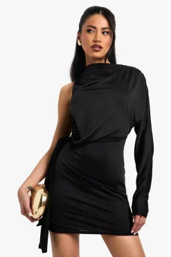Dresses^Nasty Gal Slinky One Shoulder Knot Detail Mini Dress |