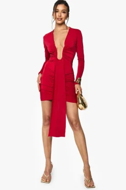Dresses^Nasty Gal Slinky Plunge Ruched Mini Dress |