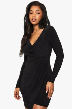 Dresses^Nasty Gal Slinky Rouched Wrap Mini Dress |