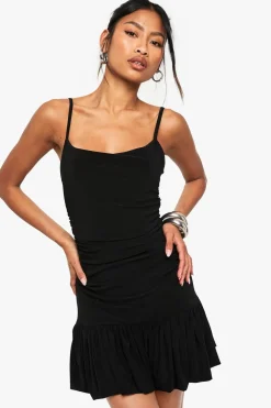 Dresses^Nasty Gal Slinky Strappy Ruched Detail Pleated Mini Dress |