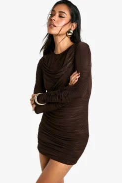 Dresses^Nasty Gal Slinky Twist Detail Ruched Mini Dress |