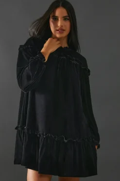 Dresses^Nasty Gal Smock Tiered Velvet Dress |