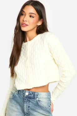 Knitwear^Nasty Gal Soft Cable Knit Crop Cardigan |