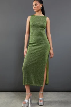 Dresses^Nasty Gal Sparkle Mesh Slash Neck Sleeveless Midi Dress |