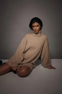 Dresses^Nasty Gal Split Detail Flute Sleeve Jumper Mini Dress |