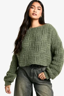Sweaters|Knitwear^Nasty Gal Square Knit Detail Oversized Crop Jumper |