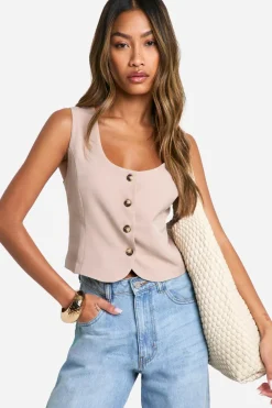 Tops^Nasty Gal Square Neck Crop Waistcoat |