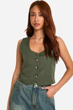 Tops^Nasty Gal Square Neck Crop Waistcoat |