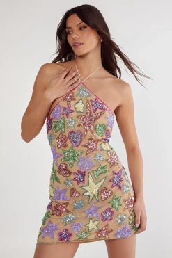 Mini Dresses|Dresses^Nasty Gal Star And Heart Embellished Halter Neck Mini Dress |