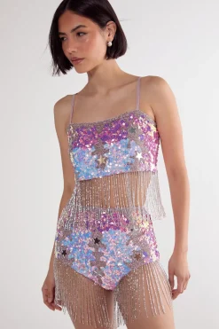 Sequin Outfits|Shorts^Nasty Gal Star Sequin Tassel Hot Pant |