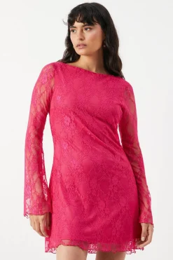 Dresses^Nasty Gal Stretch Lace Flared Sleeve A-line Mini Dress |