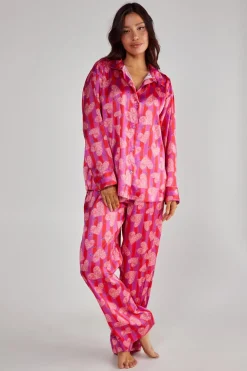 Stripes|Sleepwear^Nasty Gal Stripe Heart Oversized Shirt Pajama Pants Set |