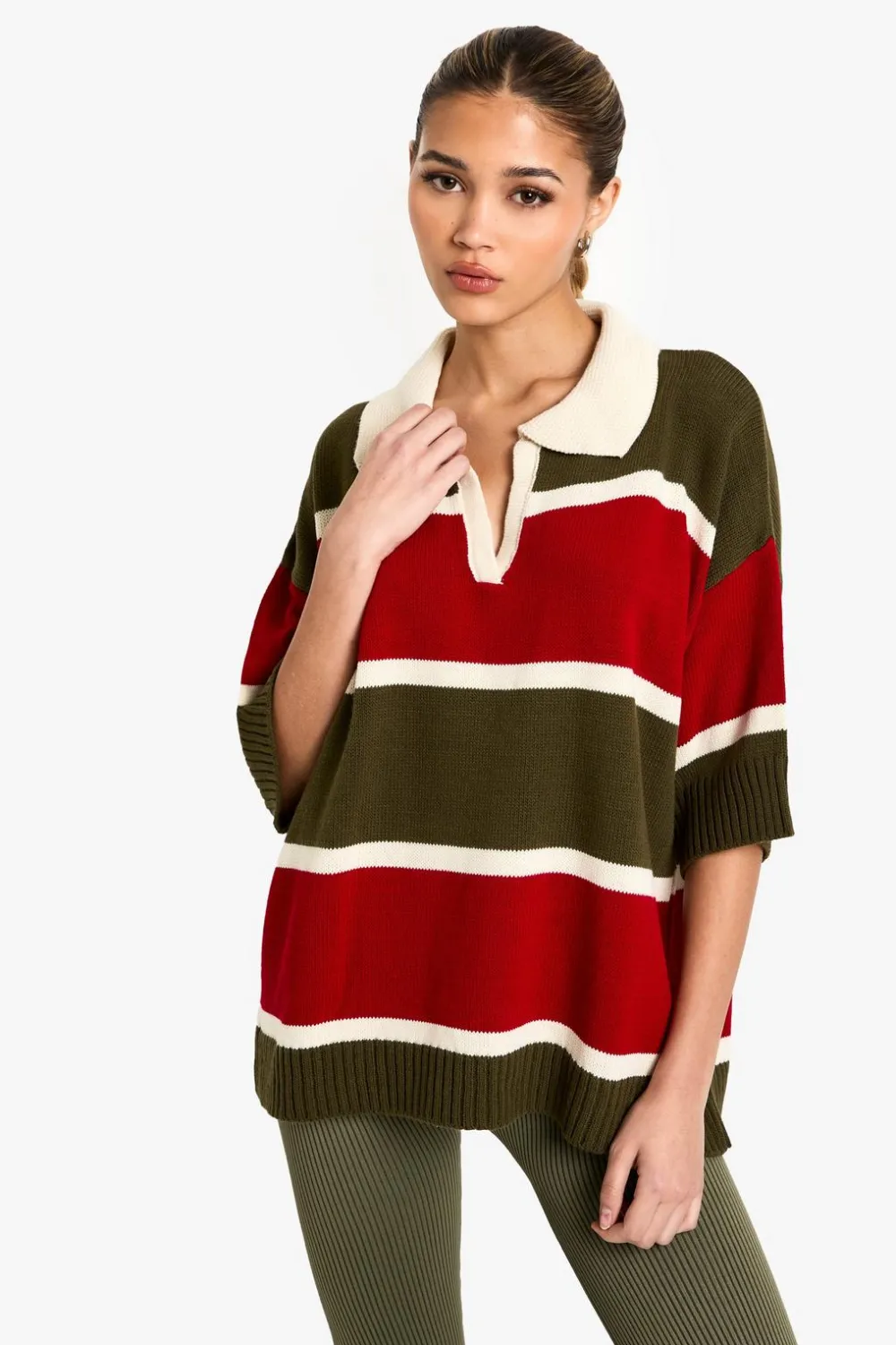 Stripes|Knitwear^Nasty Gal Stripe Knitted Oversized Rugby Top |