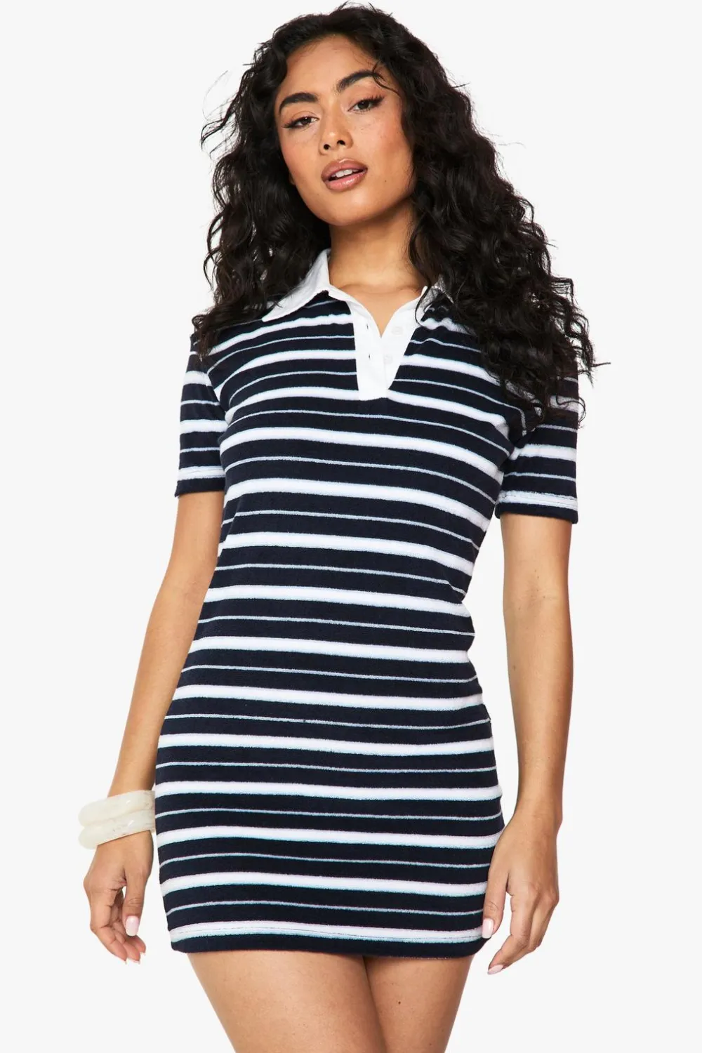 Stripes^Nasty Gal Stripe Towelling Rugby Polo Dress |