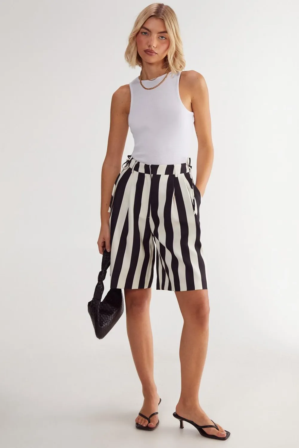 Stripes|Shorts^Nasty Gal Striped Print Tailored Jort |